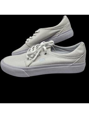 DC Mens White Canvas Sneakers Size 9M Casual Low-Top Skate Shoes